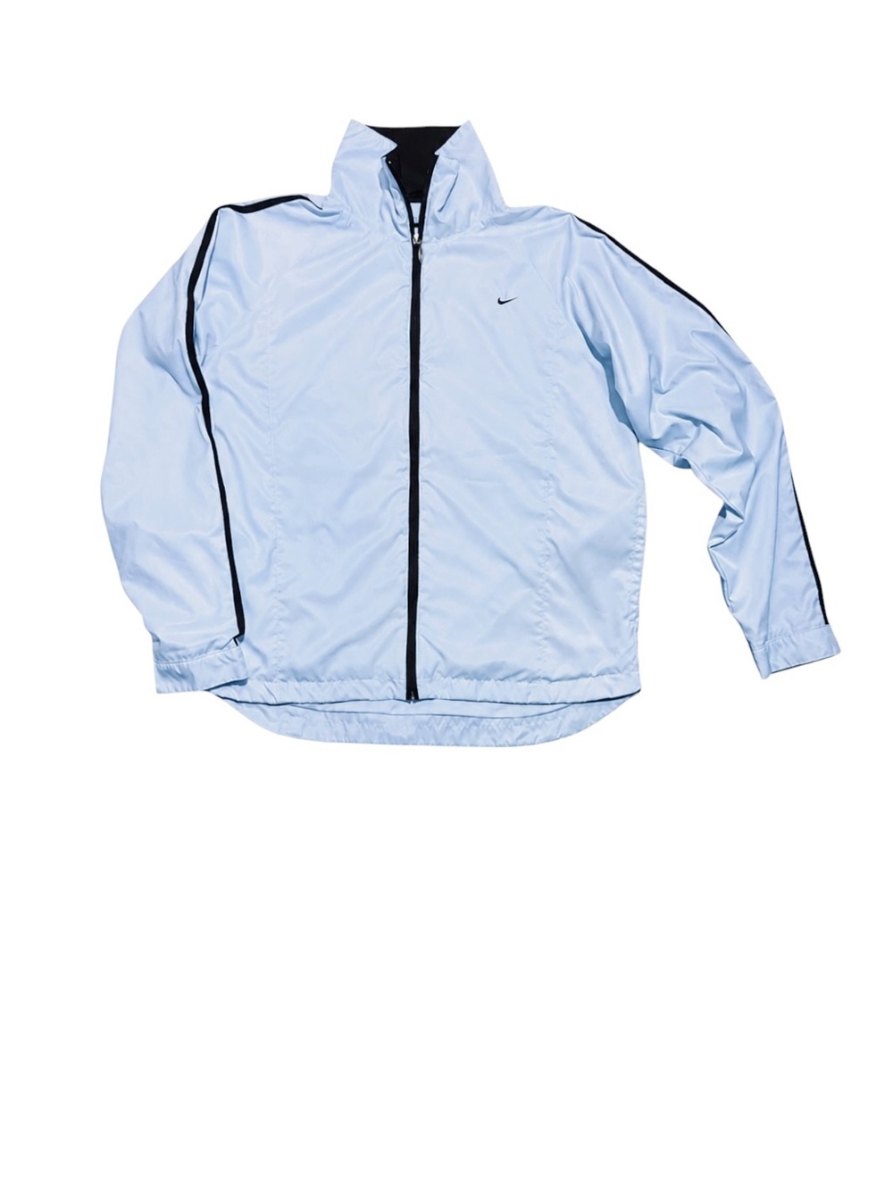 Nike Woman’s Baby Blue Windbreaker Jacket Lightweight Zip Front Pockets Large